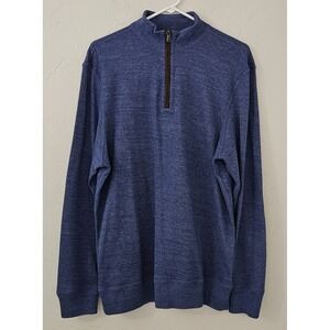 Cremieux Sweater‎ Mens Medium 1/4 Zip Pullover Knit Mock Neck Blue Long Sleeve